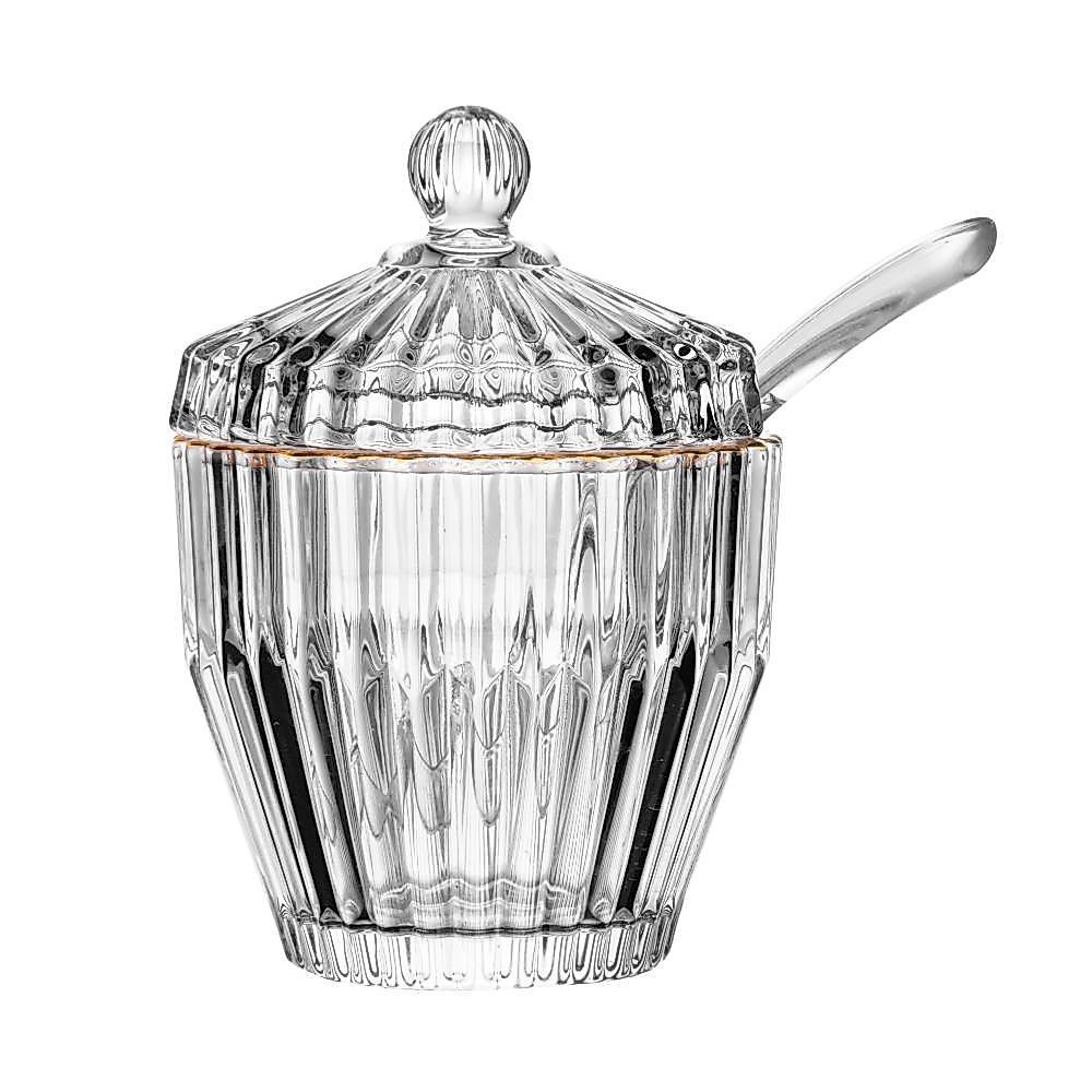 Açucareiro Wolff Imperatriz De Cristal Com Fio De Ouro 8cm