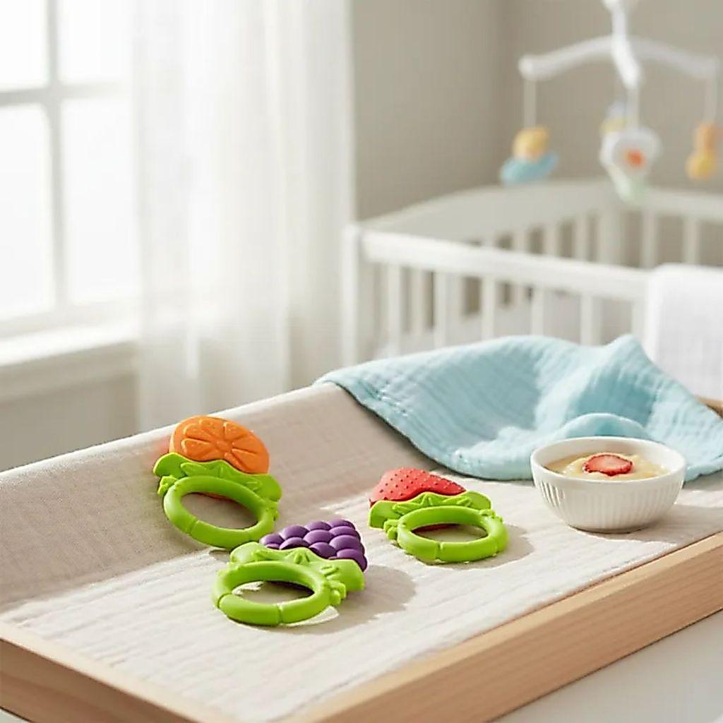 Brinquedo Frutinhas Sensorial Mordedor Bebes Fruta Silicone Dentição Gengiva Mastigar