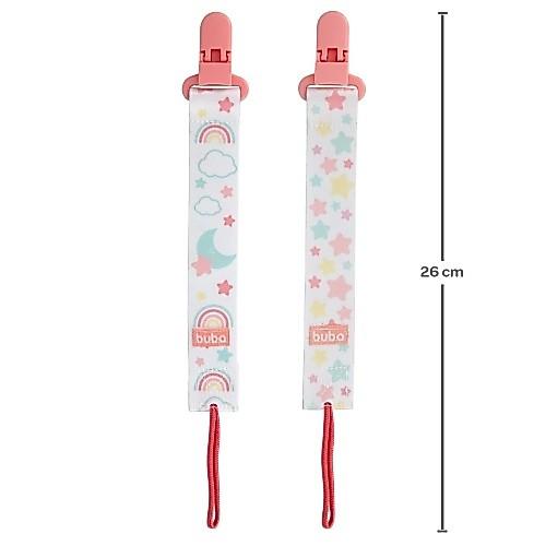 Kit 2 Prendedores De Chupeta Estrelas Rosa 14498 - Buba