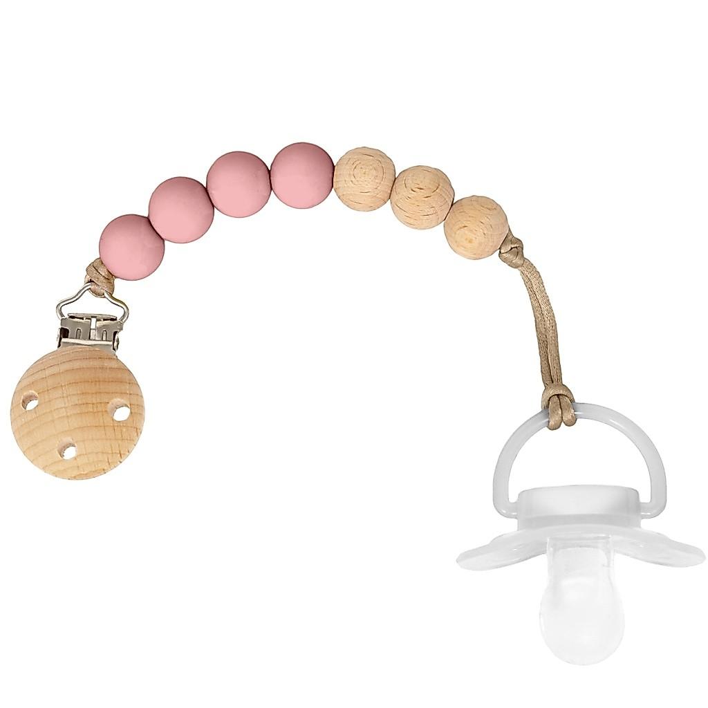 Prendedor De Chupeta Silicone E Bambu Rosa 15646 - Buba