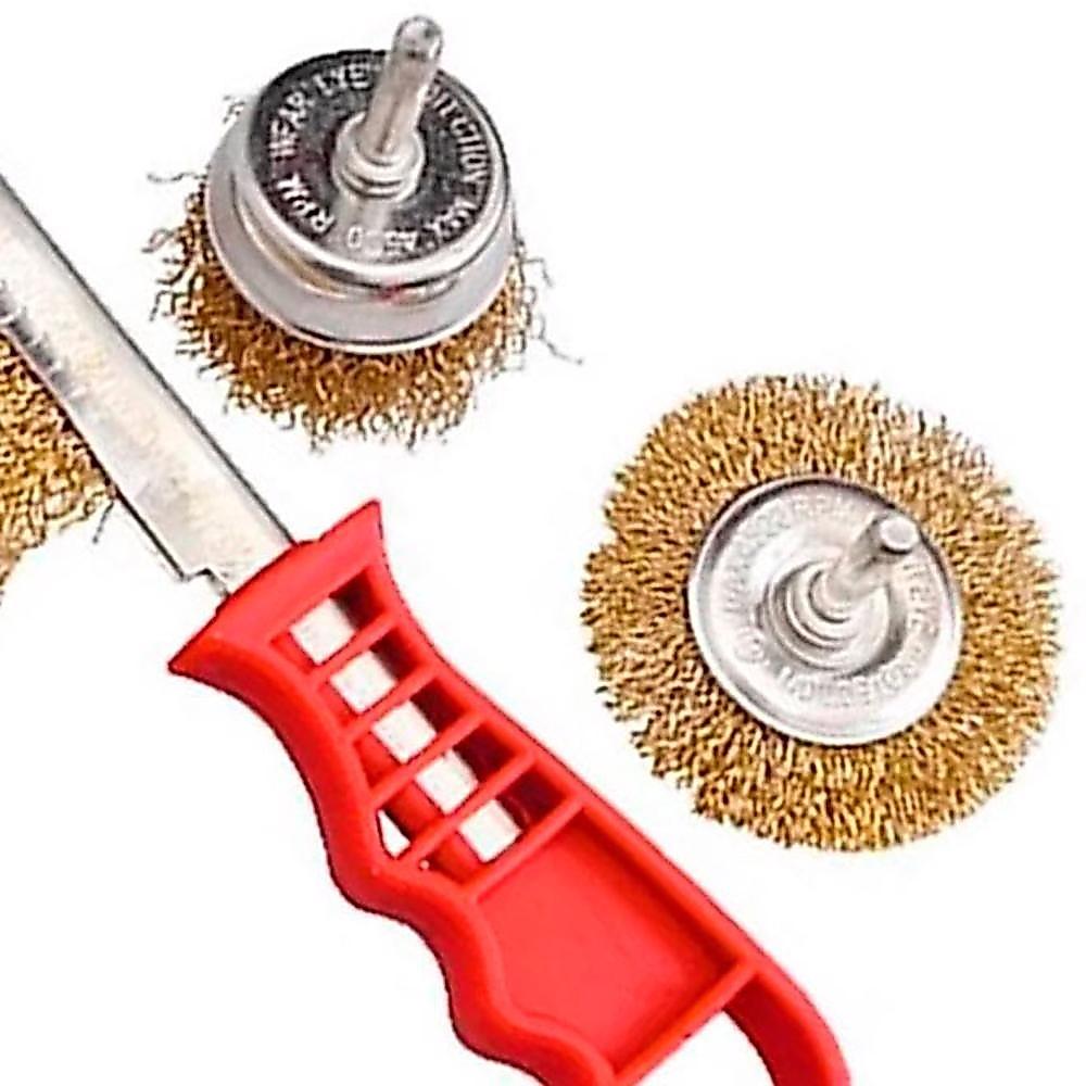 Escova De Aço Kit Com 3 Peças 1 Manual E 2 Circulares Haste 65 Mm Mtx