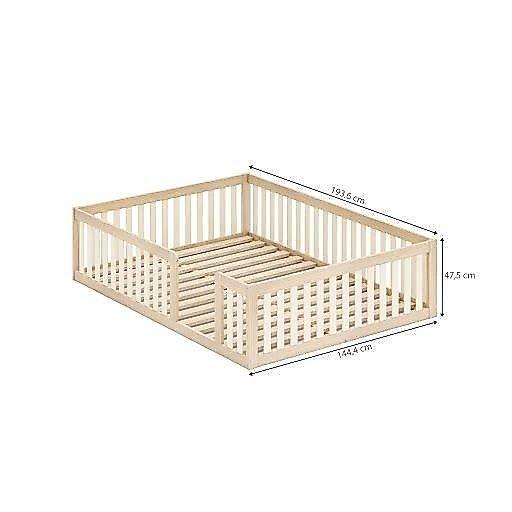 Cama Montessoriana Casal Com Grade Giulia Casatema Madeiraoriginals Marrom/bege Natural/bege