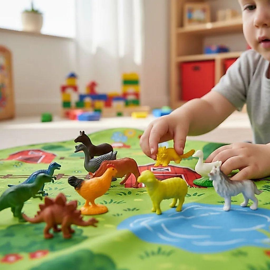 Kit Animais Da Fazenda Safari Zoológico Pequenos De Borracha Marinho Dinossauro Brinquedo Infantil