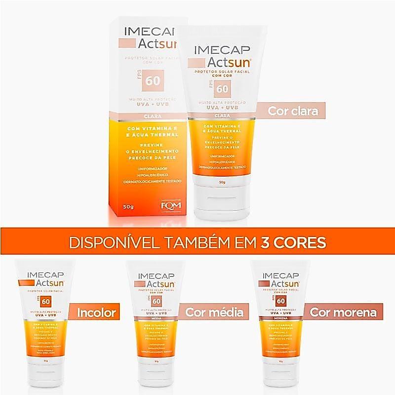 Protetor Solar Facial Imecap Actsun Fps60 Cor Clara 50g
