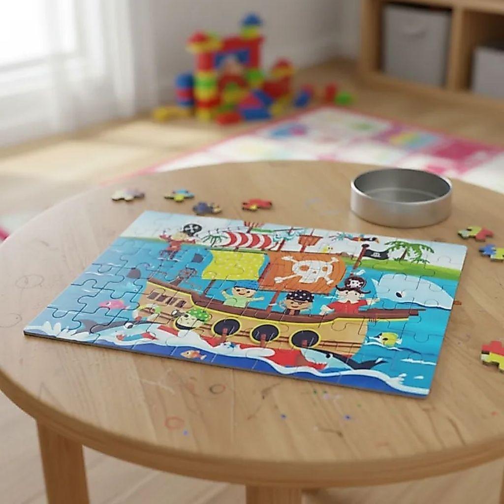 Quebra-cabeça Sortidos De Madeira 60 Peças Quebra-cabeça Na Lata Infantil Desenhos Coloridos Madeira