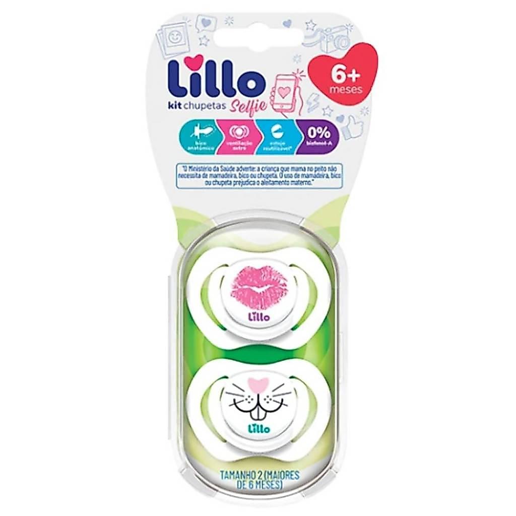 Kit 2 Chupetas Bico De Silicone Design Selfie 6m+ Rosa Lillo