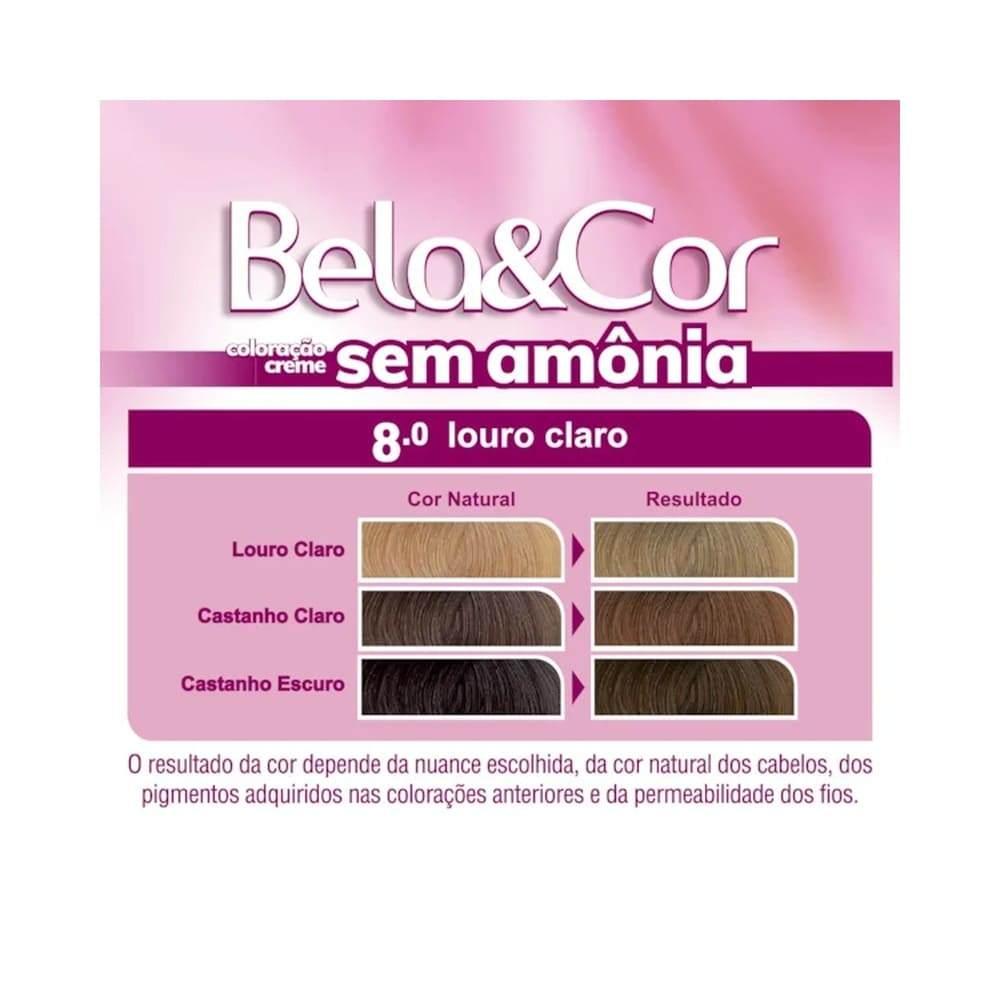 Coloração Bela Cor Sem Amônia 8.0 Louro Claro