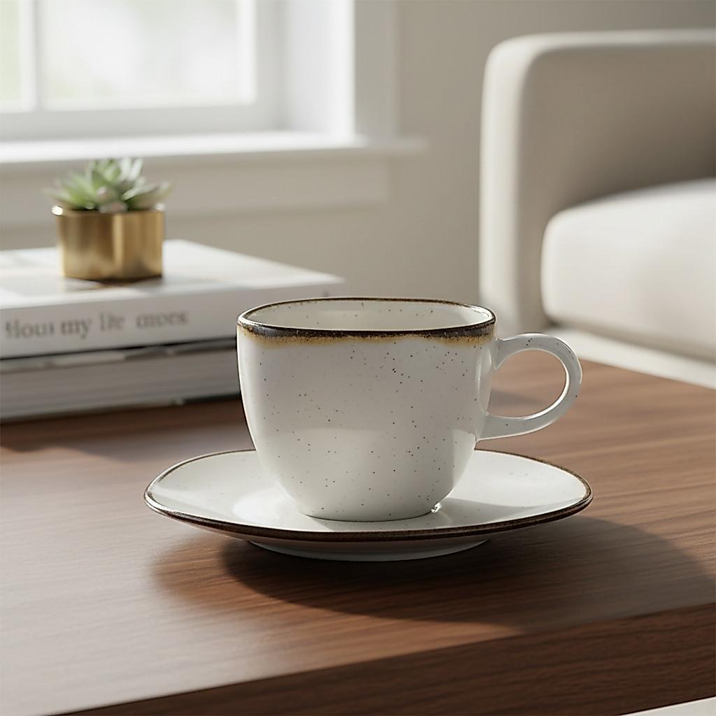 Uma Xícara De Chá 200ml Com Pires Porcelana Maresia Oxford