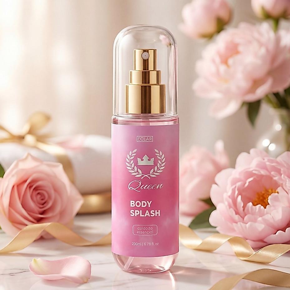 Body Splash Queen Feminino 200ml Perfumado Floral Doce Aroma Sofisticado Alta Fixação