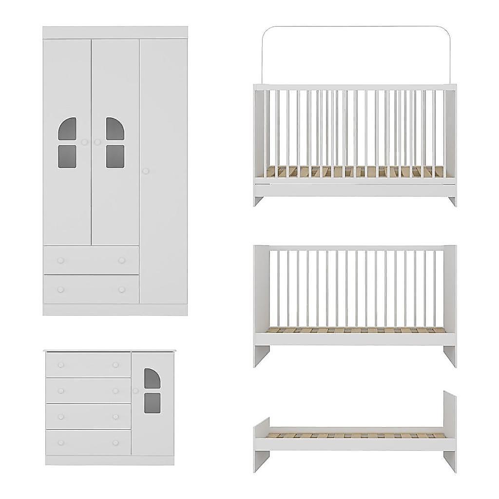Quarto De Bebê Completo Amora Multimóveis Com Berço 3 Em 1 Para Colchão 130x60cm