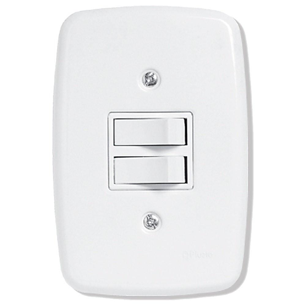 Interruptor Ideale Pluzie 2 Teclas Simples Com Placa 4X2 Branca