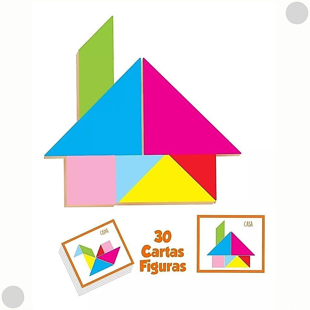 Quebra-cabeça Tangram Geométrico Em Madeira 0447 - Nig