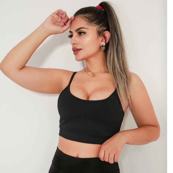 Top Academia Alcinha Fitness Com Cruzado Nas Costas - Zero Transparência - Suplex Power - Costas Xis Top Fitness