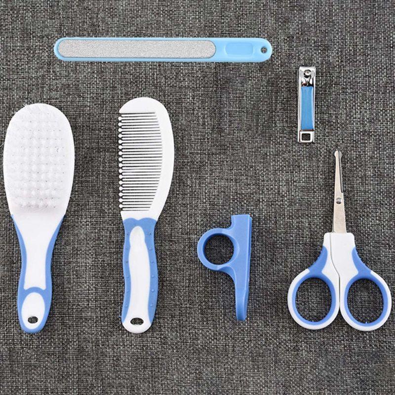 Kit Higiene Recém Nascido Bebe 6 Acessórios Cortador De Unha Tesoura Pente Escova