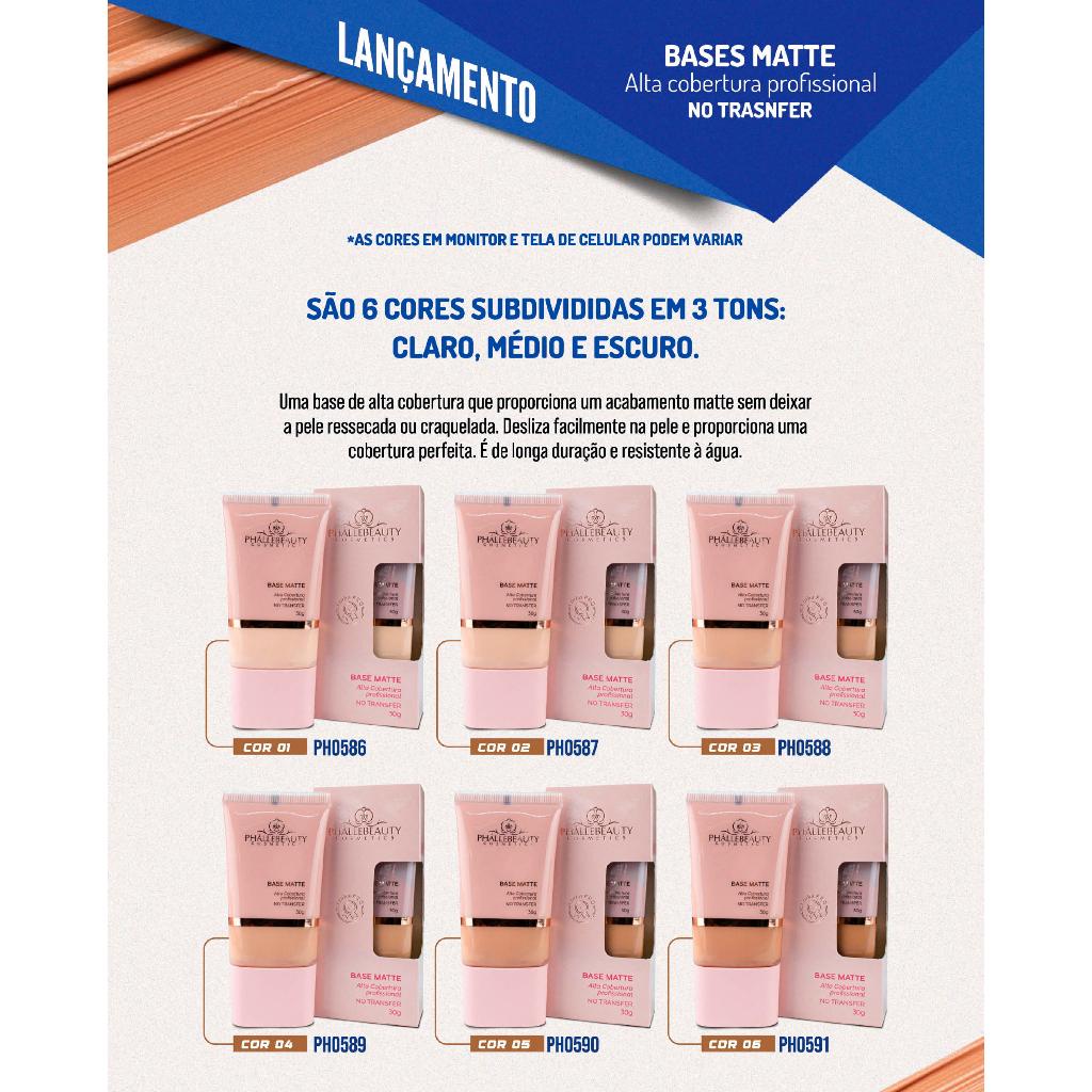 Kit Base Matte Phállebeauty + Pó Translúcido Phállebeauty