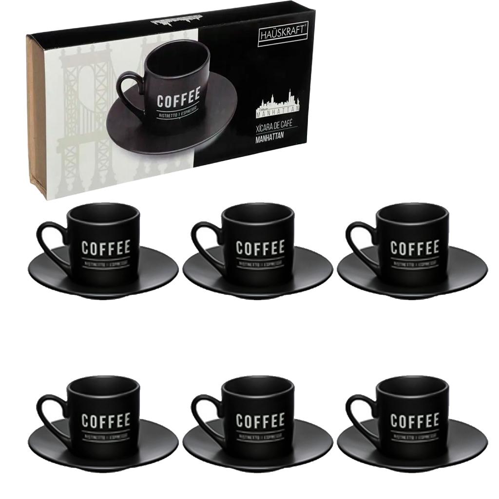 Jogo De Xicaras Porcelana 12 Peças Com Pires Para Café Chá 90ml Design Elegance