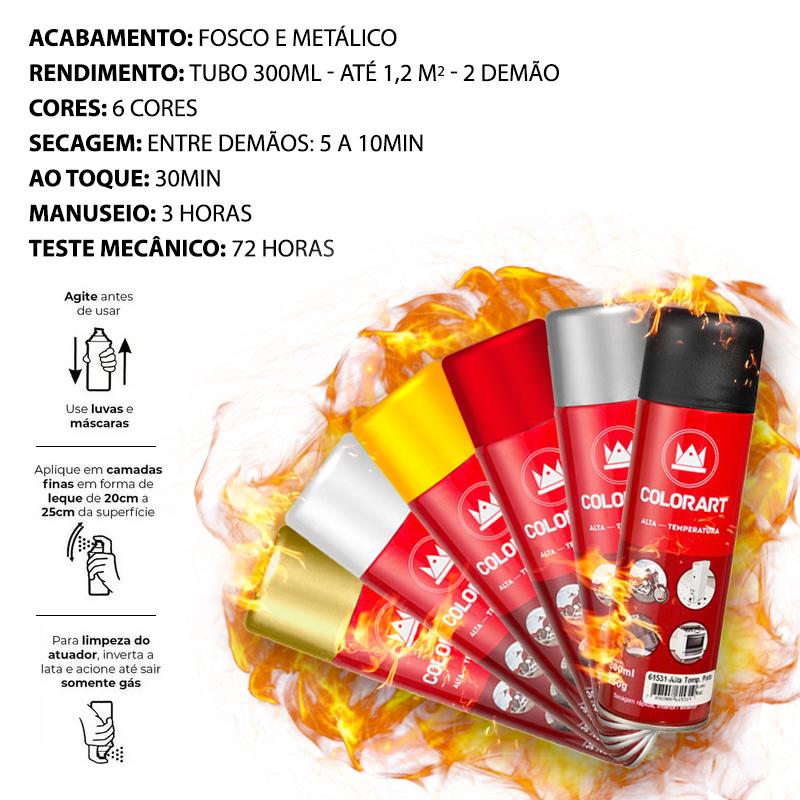 Tinta Spray Alta Temperatura Vermelho - 600oc- Colorart