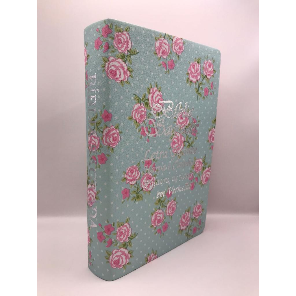 Biblia Sagrada Tamanho Grande Com Harpa Palavras De Jesus Em Vermelho-capa Flor Verde