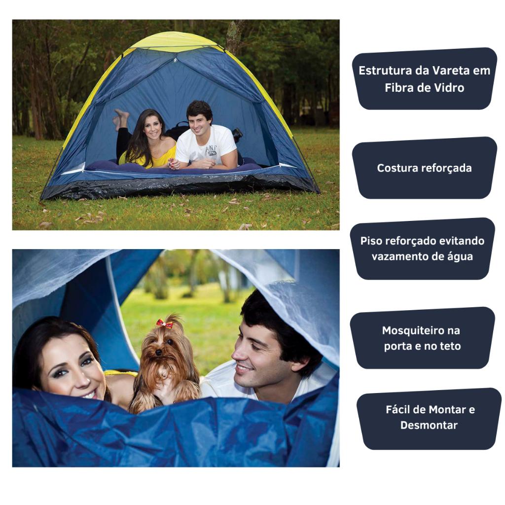 Barraca Camping Iglu Para 3 Pessoas Azul Mor