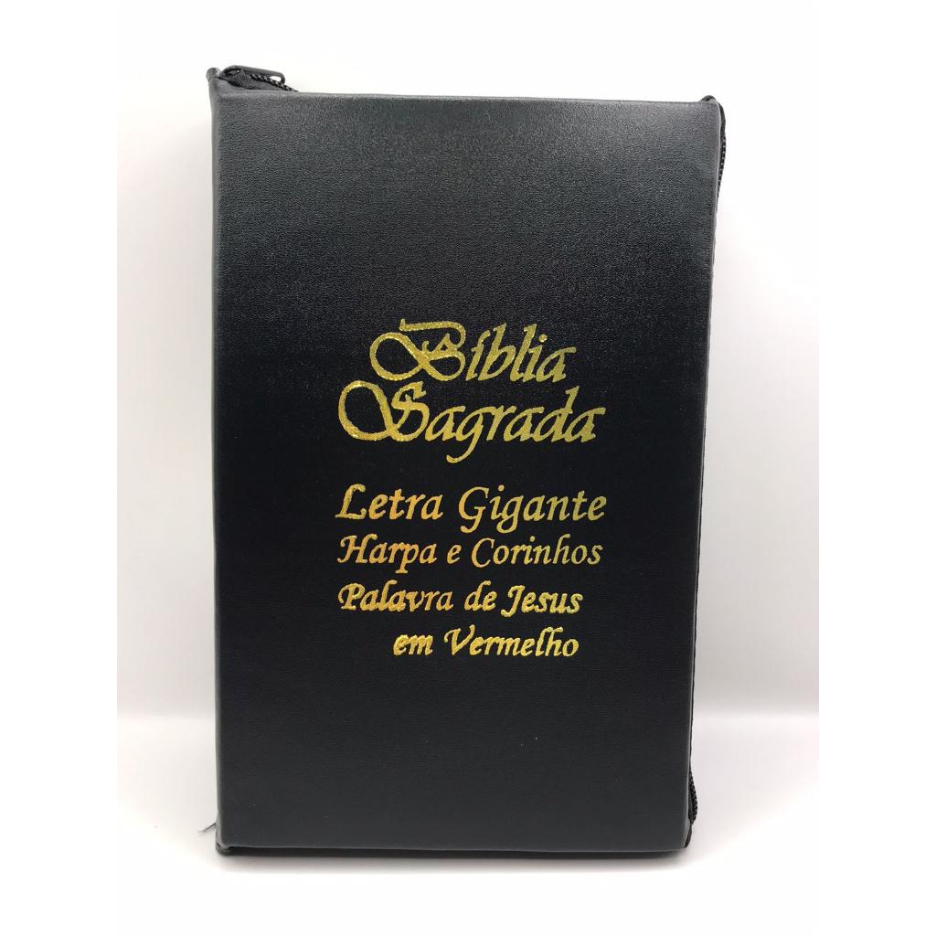 Bíblia Sagrada Tamanho Grande Com Harpa Palavras De Jesus Em Vermelho Zíper Variados