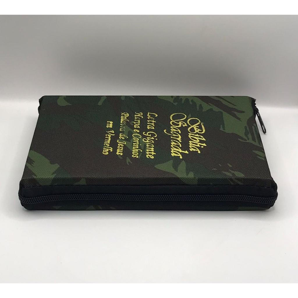 Bíblia Sagrada Tamanho Grande Com Harpa Palavras De Jesus Em Vermelho Zíper Capa Exército