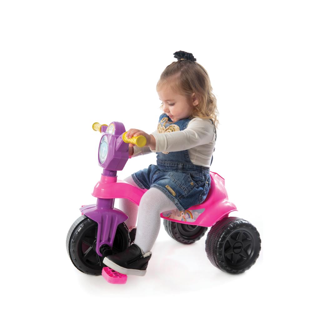 Triciclo Motoca Velotrol Original Unicornio Menina - Com Pedal E Painel - Certificado Inmetro