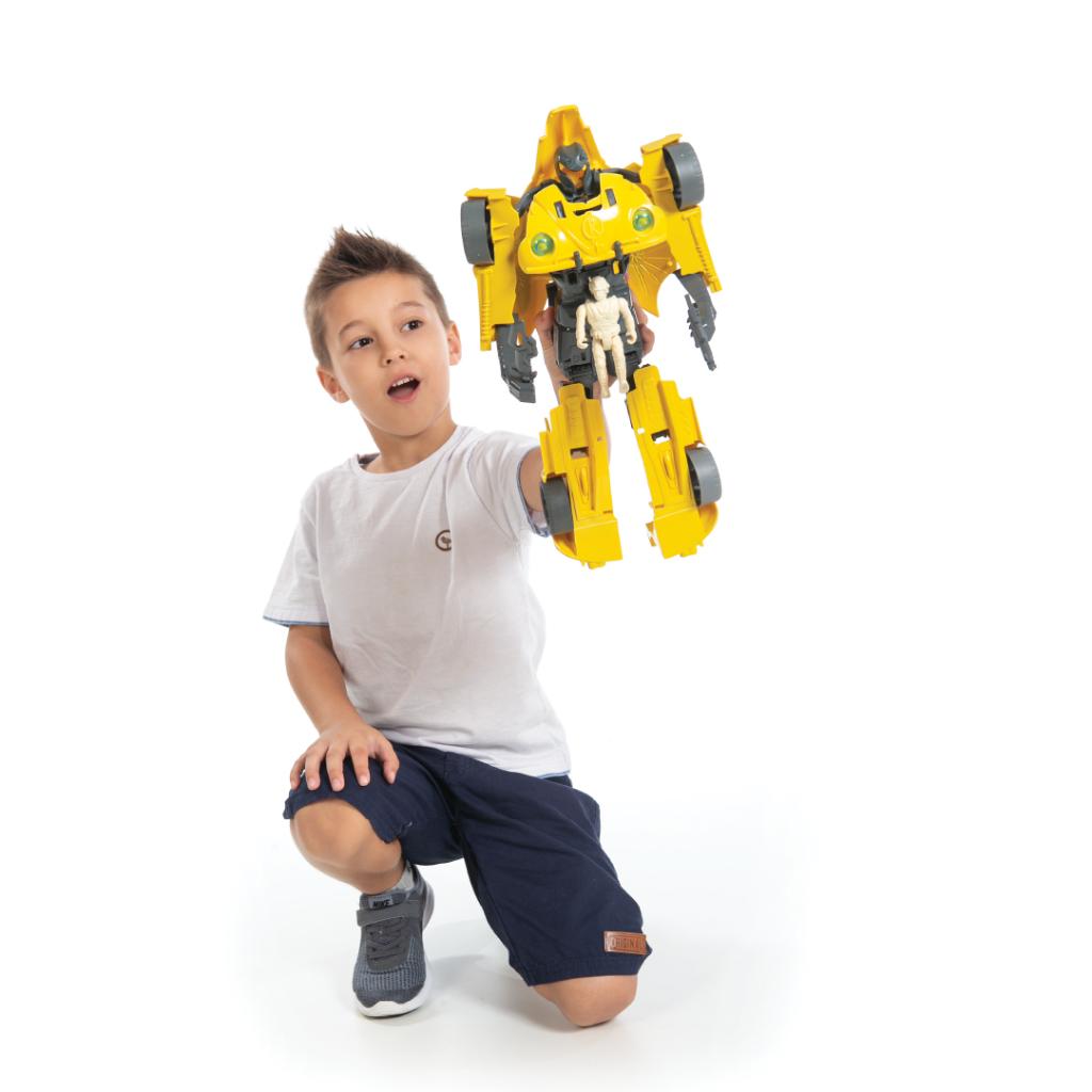 Robô Transformer - 40cm Estilo Bumbublee Com Soldado E Super Caixa De Presente