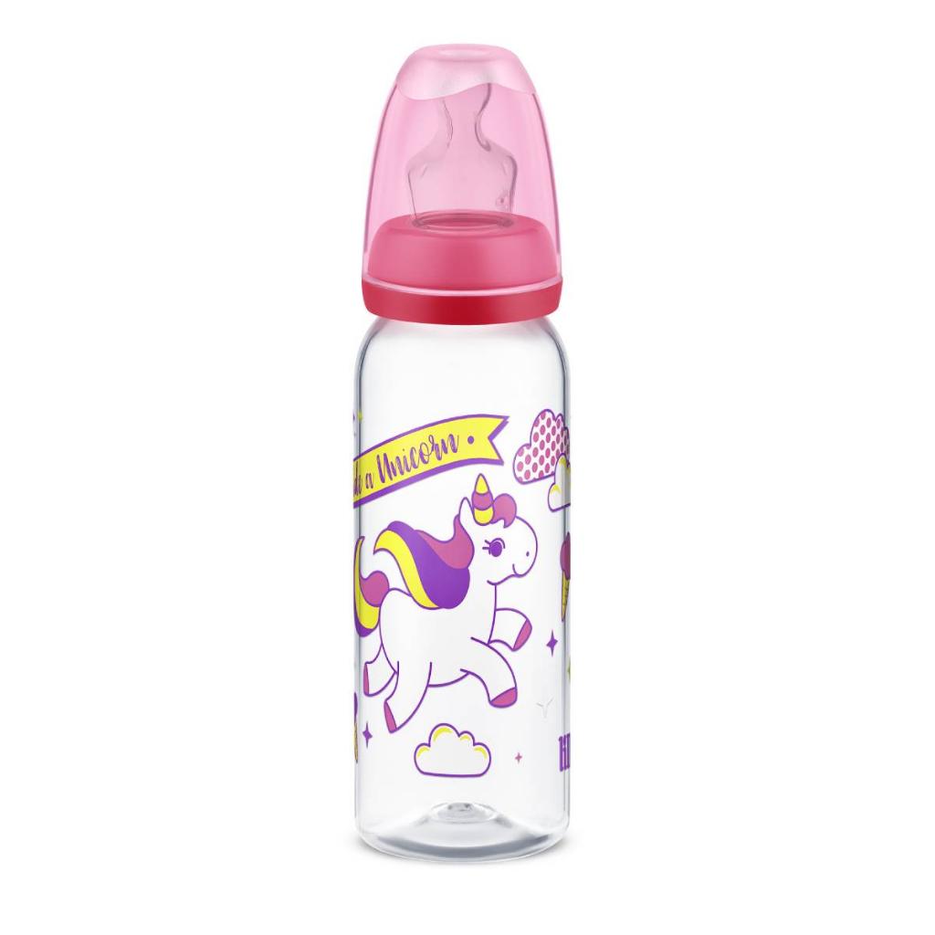 Mamadeira Magia Bico De Silicone 240ml 6m+ Rosa Lillo