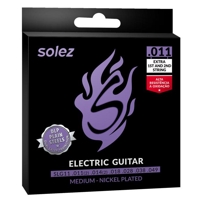 Encordoamento De Guitarra 011 Soles Slg11 Dupla Proteção + 2 Cordas