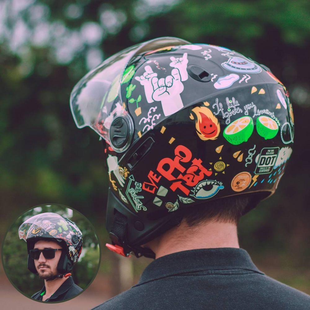 Capacete Moto Aberto New Atomic Universe Com Viseira Interna