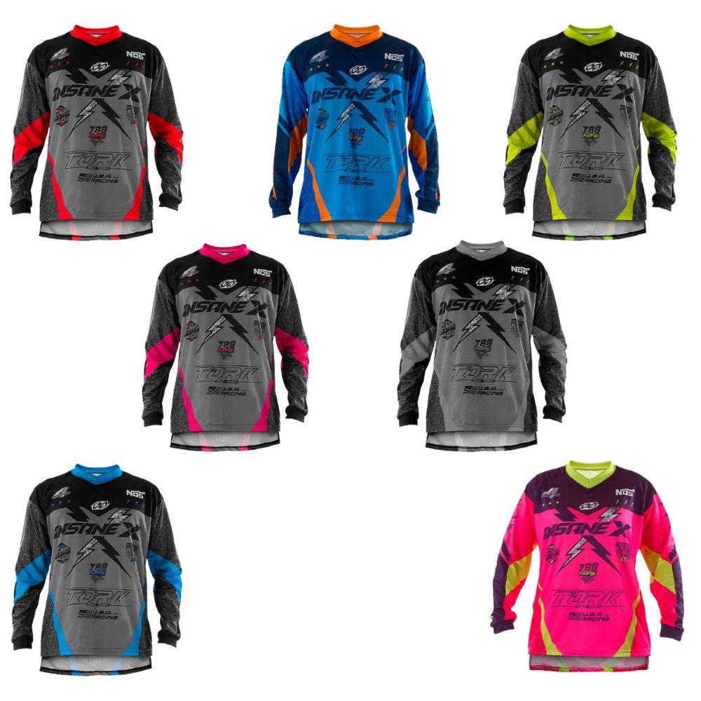 Camisa Blusa Motocross Trilha Masculino Feminino Velocross Enduro PRO Tork Insane X Bike Esporte