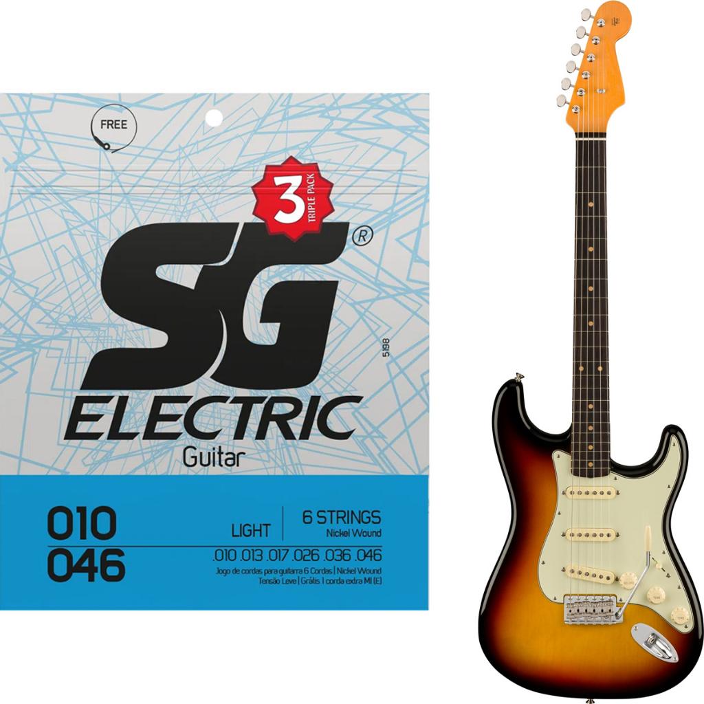 Kit 3 Encordoamento Sg Guitarra 010 Níquel Triple Pack - Light