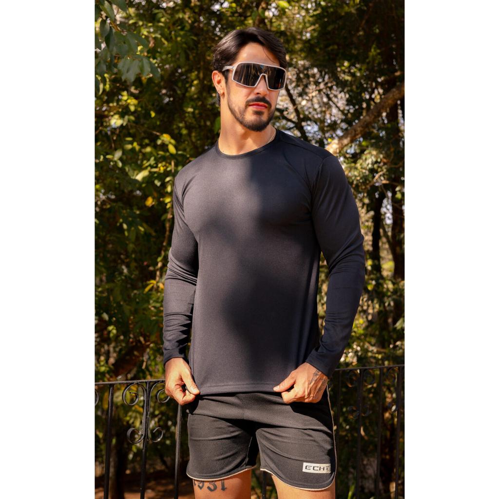 Camisa Camiseta Proteção Solar Uv Masculina Manga Longa Segunda Pele Térmica Academia Fitness Treino