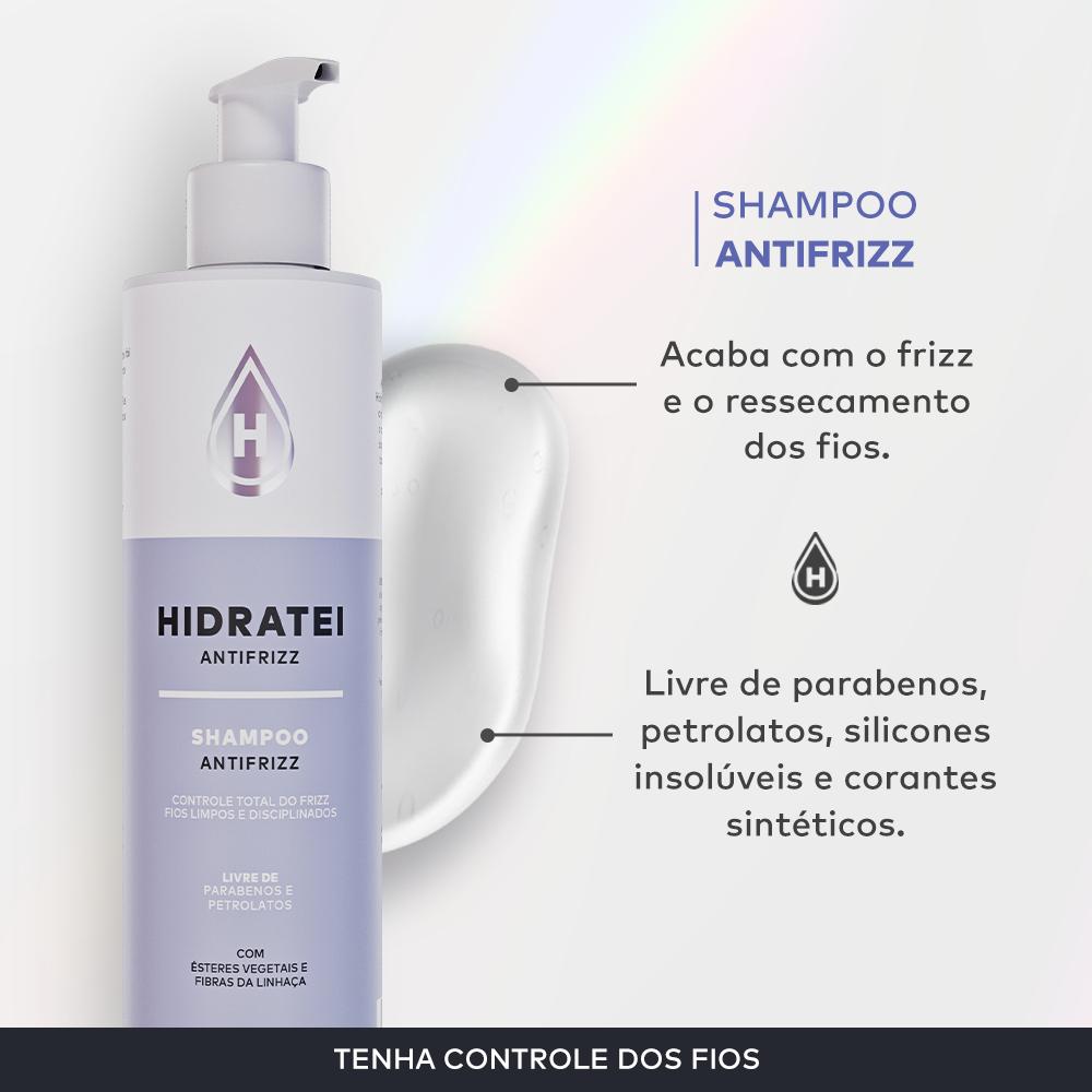 Shampoo Antifrizz Hidratei 250ml Hidratação Profunda Controle Frizz Cabelos Ressecados Brilho