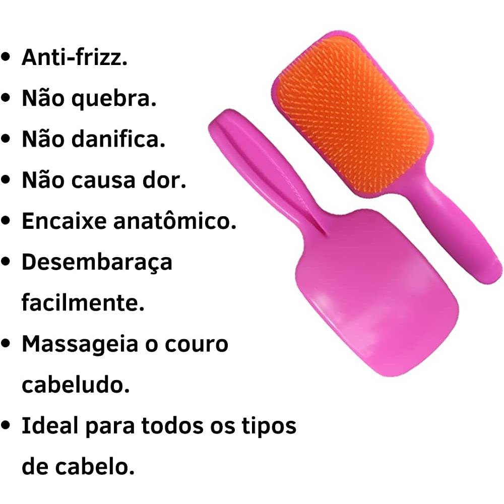 Escova De Cabelo Raquete Flex Desembaraça Sem Quebrar Fios