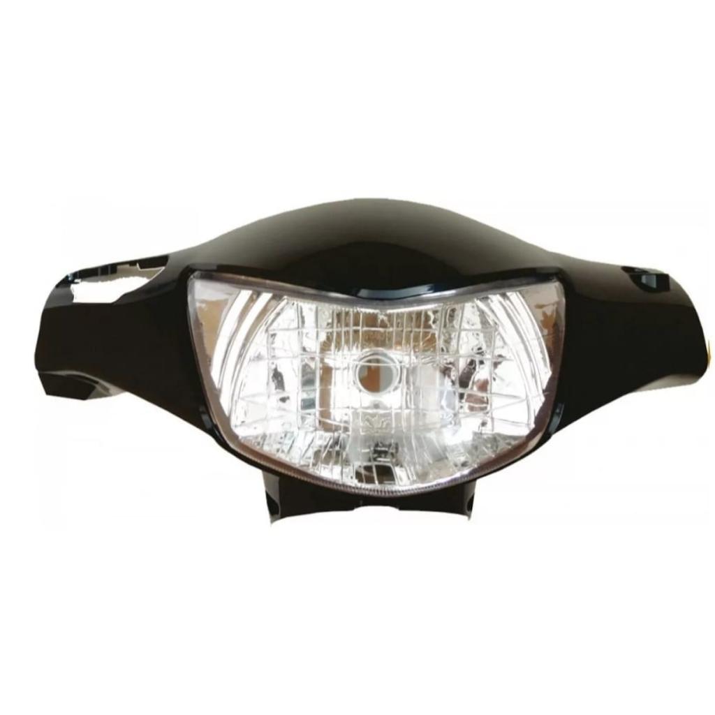 Farol Da Biz 125 + 2007 A 2010 Com Bloco Óptico E Carenagem Para Moto Freio A Disco Preto