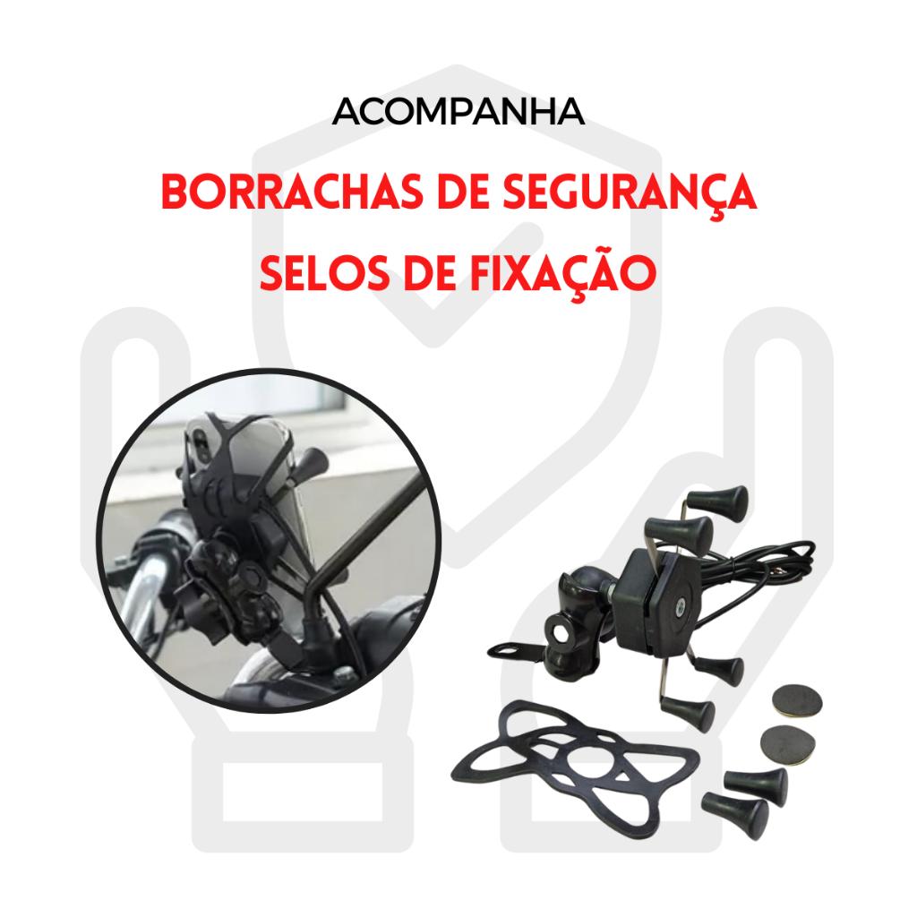 Suporte Celular Gps Carregador USB Moto Universal Cg 160 Fan Turbo Start