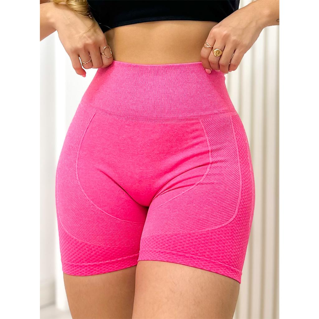 Short Academia Feminina Empina Bumbum Esportivo Cintura Alta Poliamida 3RD Sd724