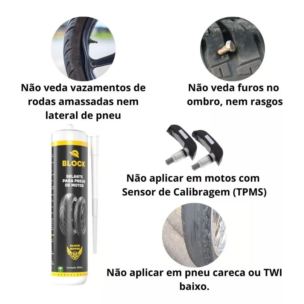 Selante Para Pneu De Moto 300 Ml 1 Frasco - Pneu Furado Nunca Mais