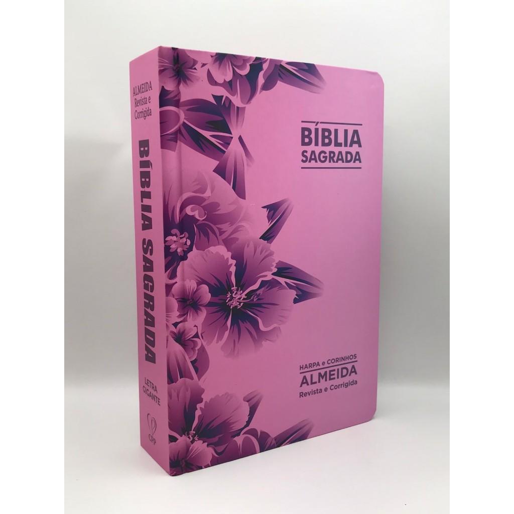 Bíblia Sagrada Tamanho Grande Com Harpa Palavras De Jesus Em Vermelho Floral Uva