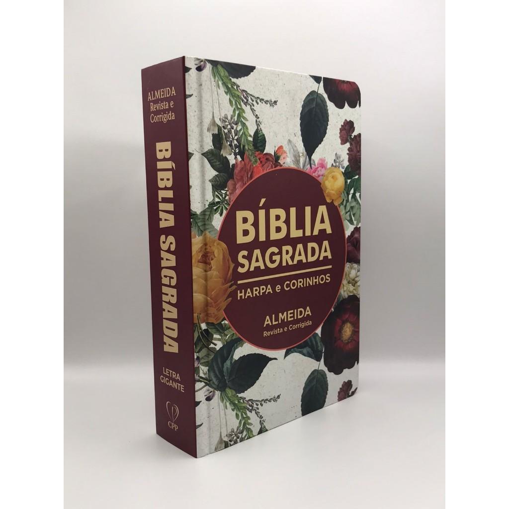 Bíblia Sagrada Tamanho Grande Com Harpa Palavras De Jesus Em Vermelho Floral Vermelho