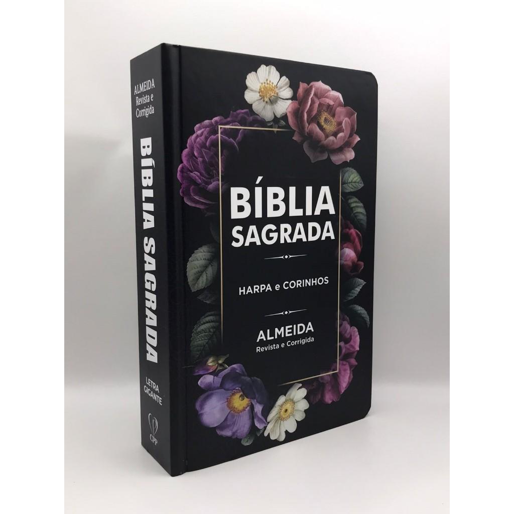 Bíblia Sagrada Tamanho Grande Com Harpa Palavras De Jesus Em Vermelho Flores Arabesco