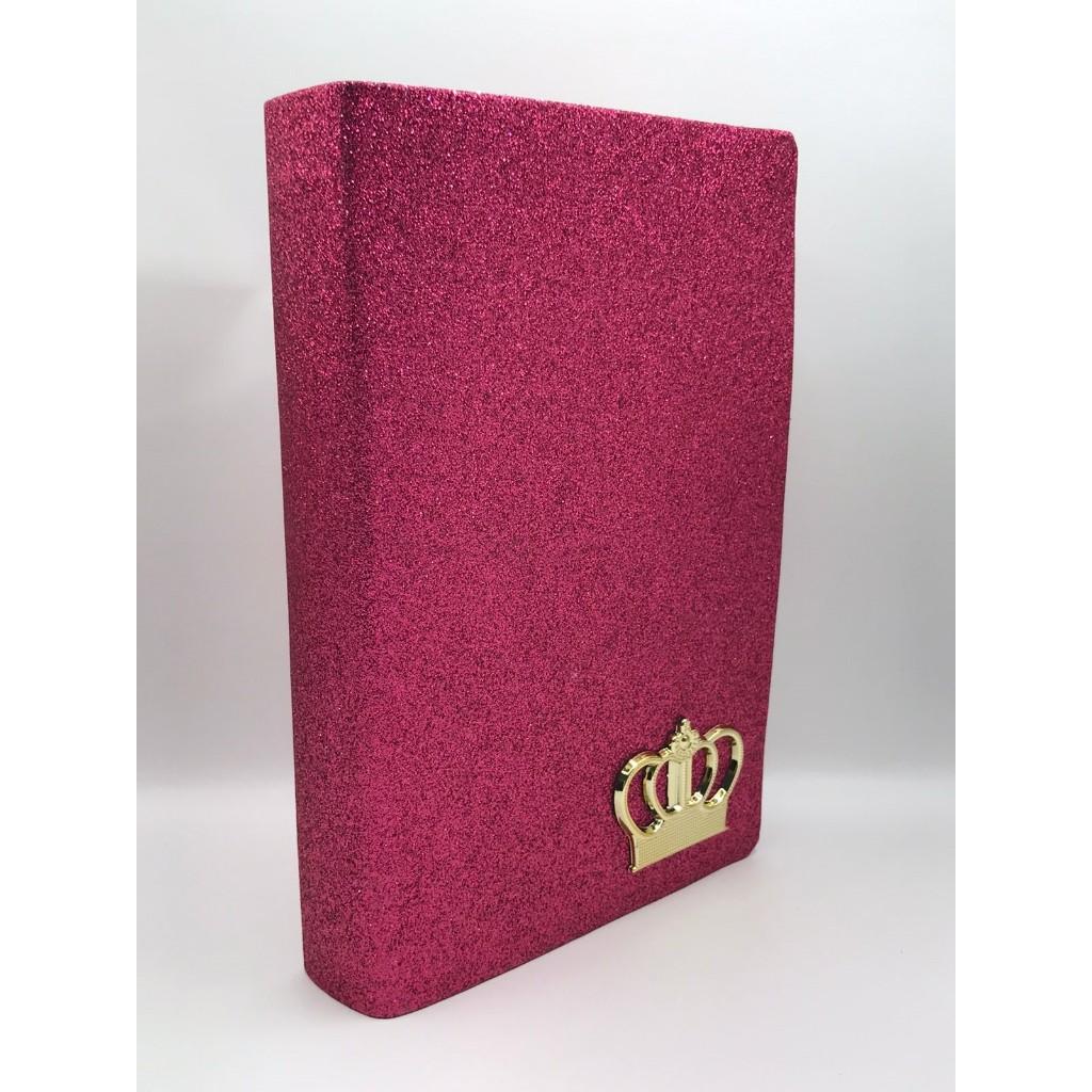 Bíblia Sagrada Tamanho Grande Com Harpa Palavras De Jesus Em Vermelho Coroa Pink