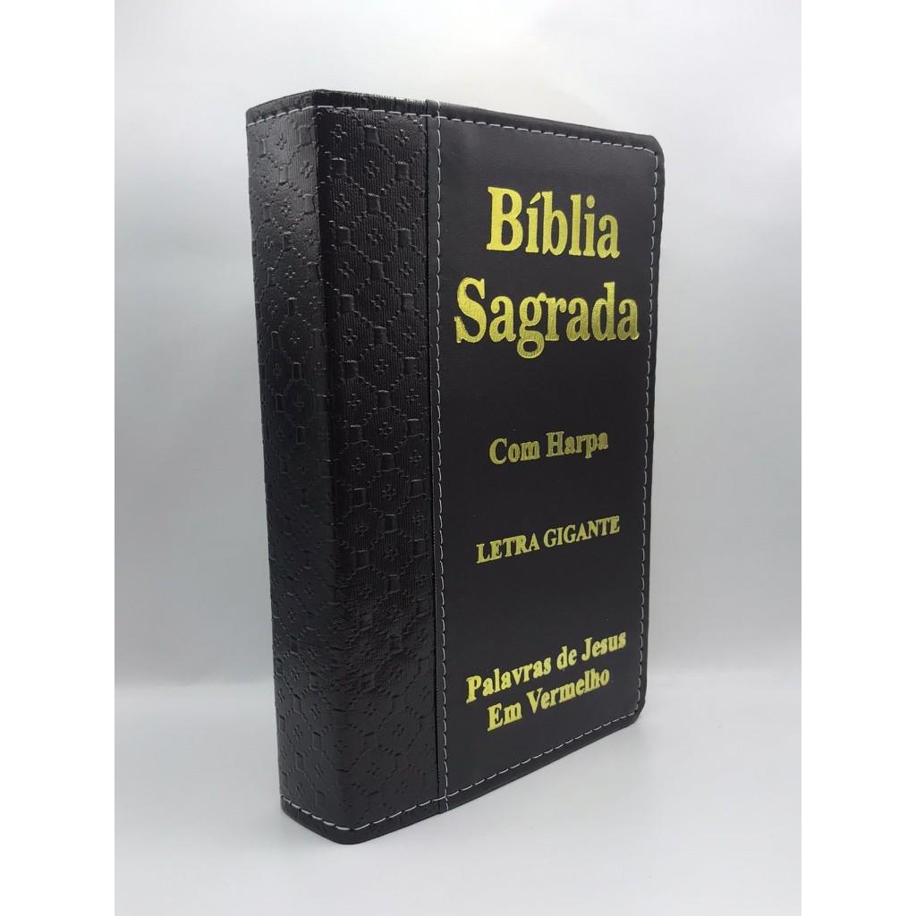 Bíblia Sagrada Tamanho Grande Com Harpa Palavras De Jesus Em Vermelho Faixa Preto
