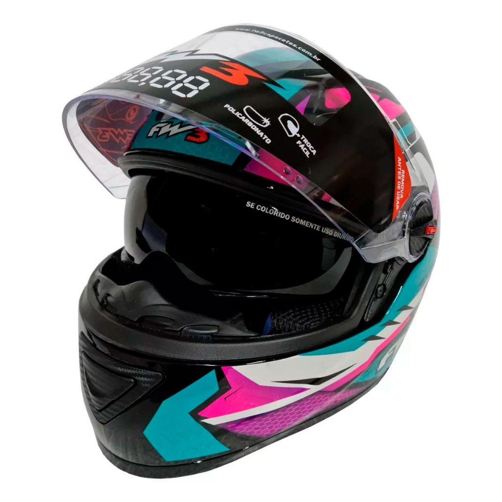 Capacete Moto Fechado Gtx Fox Fw3 Óculos Fumê Várias Cores