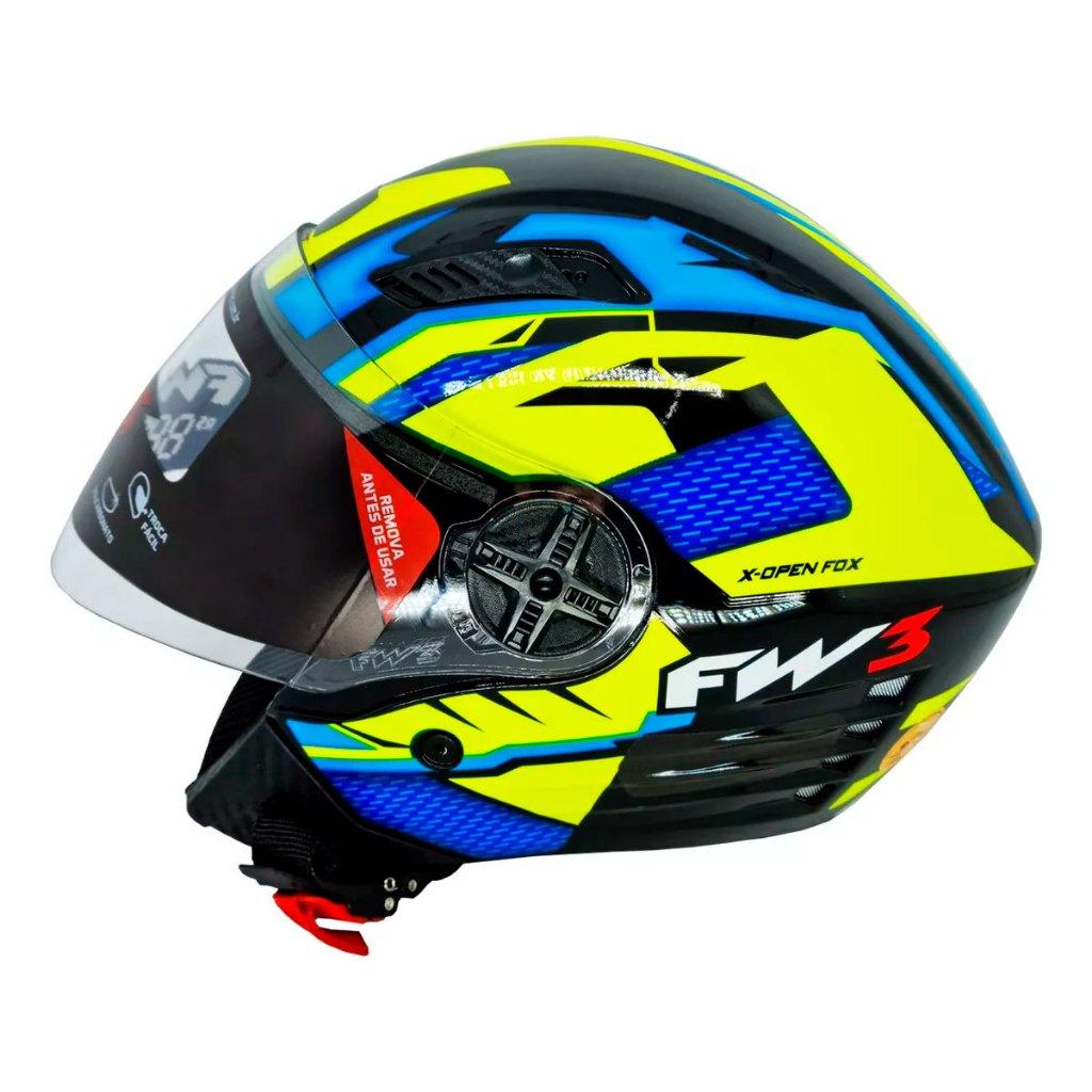 Capacete Para Moto Aberto X Open Up Fox Fw3 Óculos Interno