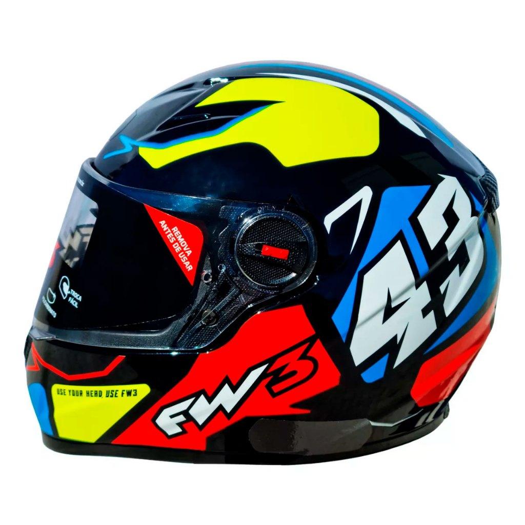 Capacete Moto Fechado Fw3 Gtx 43 Óculos Interno Várias Cores