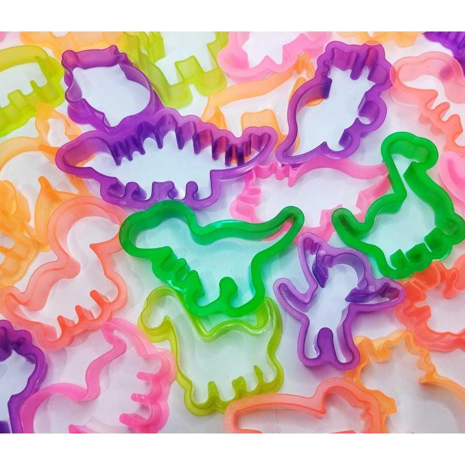 100 Cortadores De Massinha Forminha Neon Dinossauro Safari Lembrancinha Infantil Aniversario Prenda