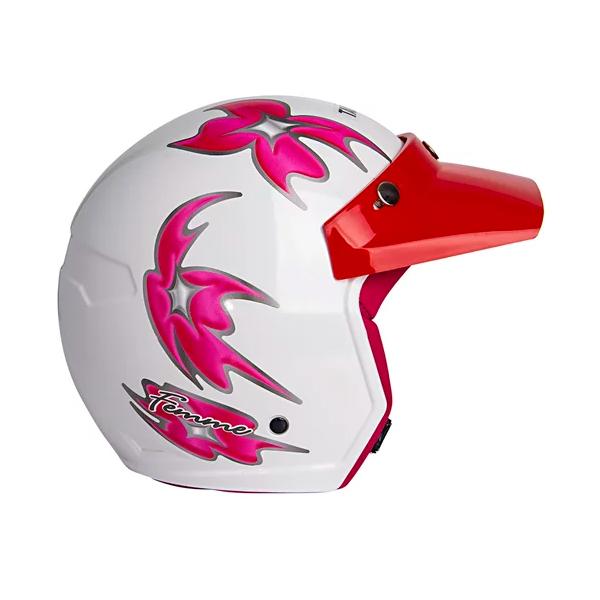 Capacete Taurus Aberto Wind Tecno Femme Ii Branco E Rosa Floral Com Viseira Urbano