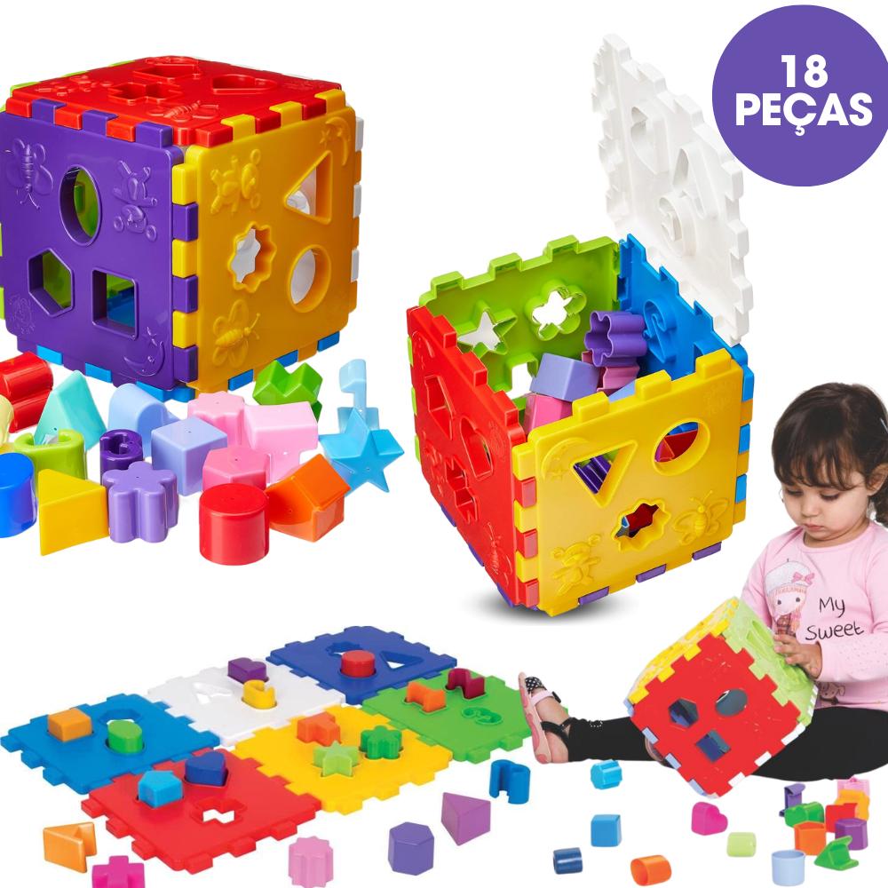 Cubo Didático Encaixe Peças Educativo Pedagógico Desmonta Colorido Criança Desenvolvimento Dutoys